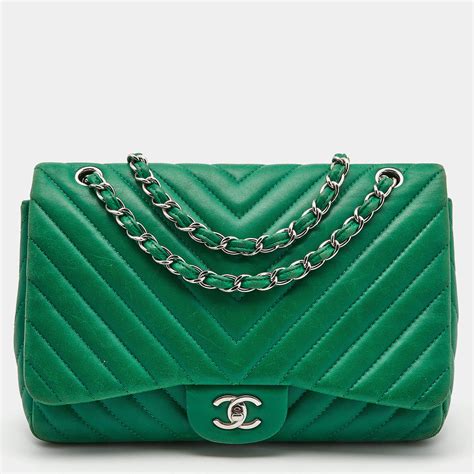 chanel vintage chevron bag|Chanel green 17s Chevron.